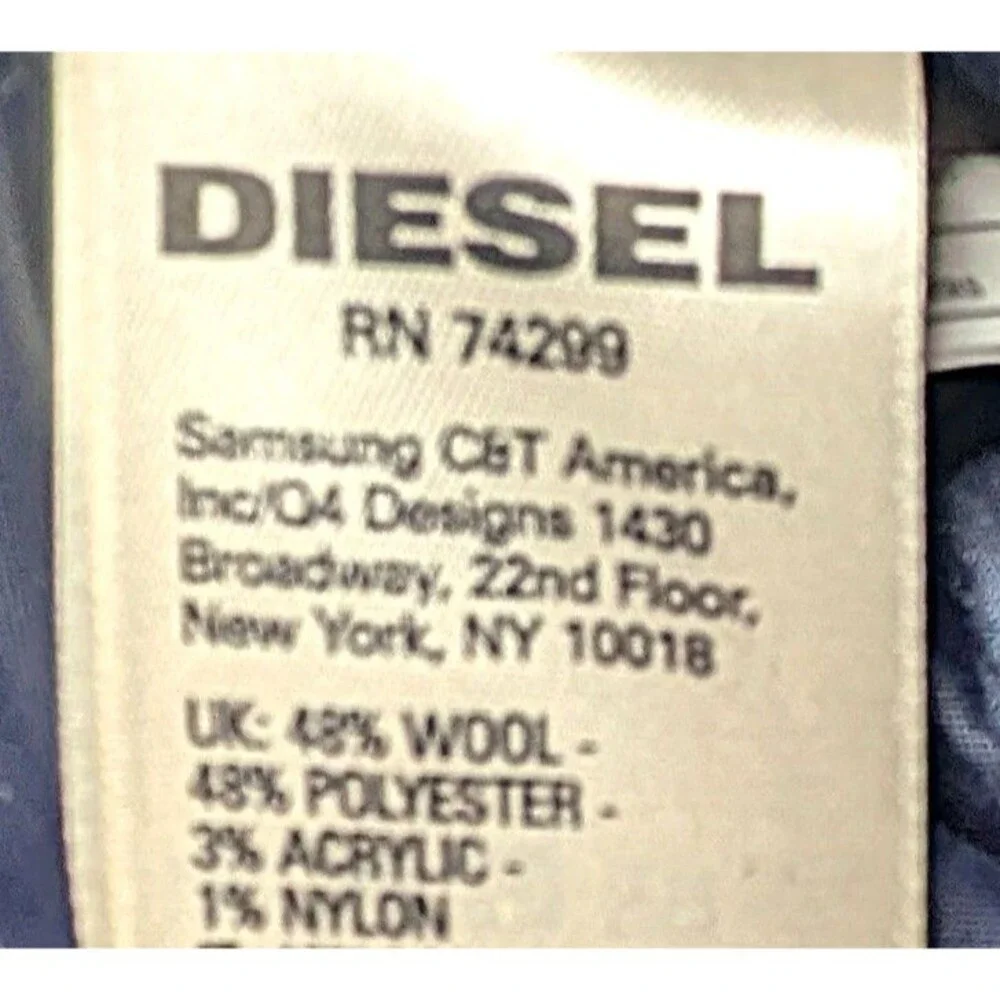 Diesel Peacoat Navy Jacket Wool Blend   Boys 14/16 Women's XS